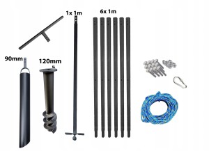 Handbohrer - Brunnenbohrer   120mm 7m + Plunscher 90