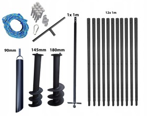 Handbohrer - Brunnenbohrer 145+180/12m + Plunscher 90
